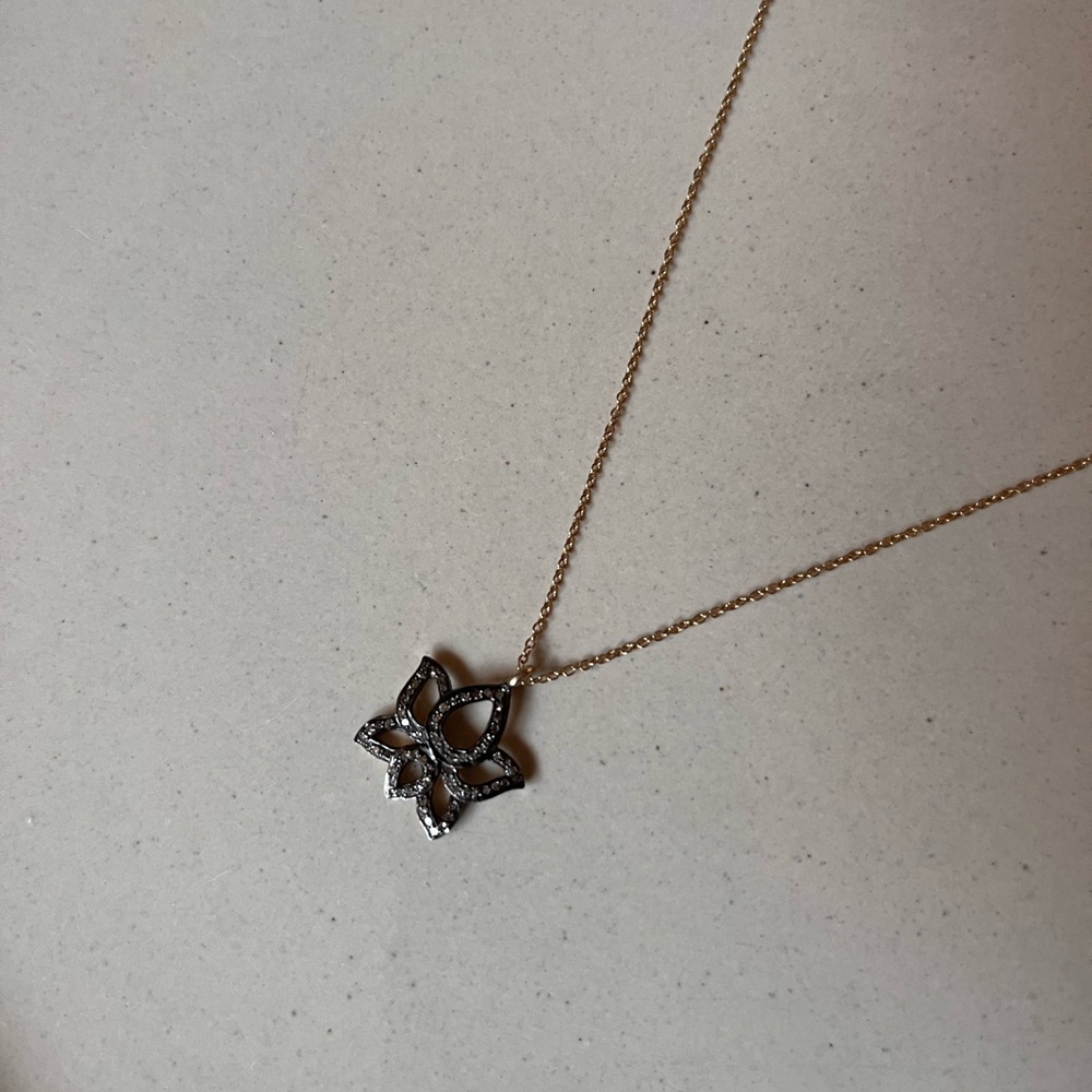 Chan Luu Diamond gold lotus necklace